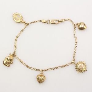 SOLD* 14k Yellow Gold Charm Bracelet 7in